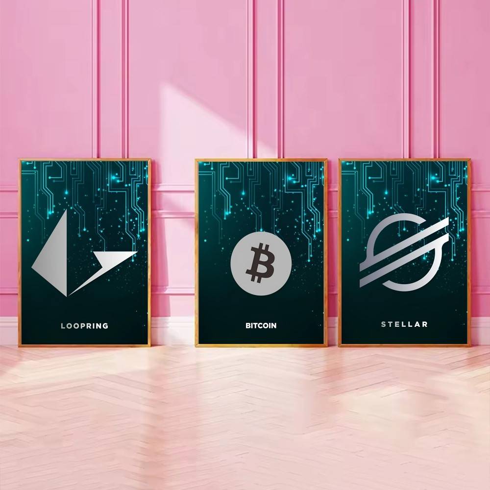 Pôster de Símbolo Cripto Tech  - Tech Office Wallpaper avaliação e preço